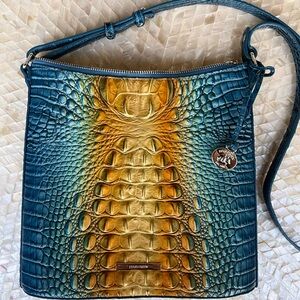 Brahmin Bermuda Katie Crossbody Blue and Gold Bag